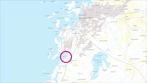 The location of the Ainolanperä area on a map. Map base: National land survey of Finland.