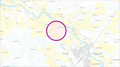 The location of the Jussinkangas area on a map. Map base: National land survey of Finland.