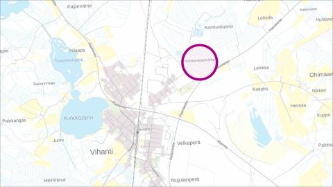 The location of the Kankaraisenräme on a map. Map base: National land survey of Finland.