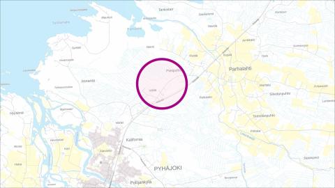Location of the Ollinmäki Business Park on the map. Map base: National land survey of Finland.