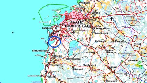 Karttakuva Aunolanperän sijainnista. Taustakartta: Maanmittauslaitos.