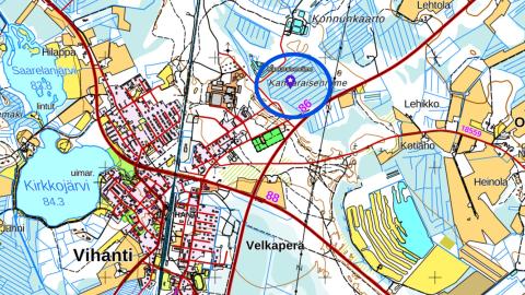 The location of the Kankaraisenräme on a map. Map base: National land survey of Finland.