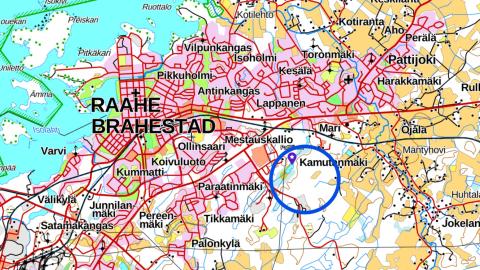 The location of the Pattijärvi Industrial Area on map. Map base: National land survey of Finland.