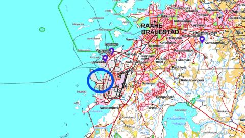 The location of the Port of Raahe on map. Map base: National land survey of Finland.